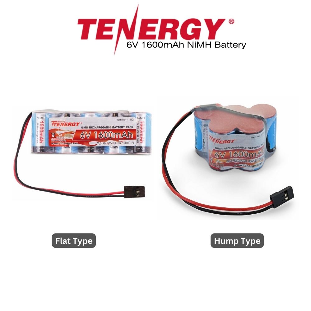 Tenergy Batería recargable de 6V 1600mAh lado a lado, batería de receptor NiMH con conector Hitec para camiones RC, coches RC y RC Hobby Electronics
